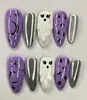 Uñas vestibles de Halloween superventas transfronterizas europeas y americanas, piezas de arte de uñas de calabaza, calavera y fantasma puramente hechas a mano, productos terminados para venta al por mayor de alta gama