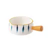 Taza de Leche para Desayuno, Bol para Ensalada con Asa, Cerámica, Color Lindo Bajo Esmalte, Fácil de Limpiar, Estilo Japonés, Bol para Condimentos de Repostería, Vajilla para Desayuno