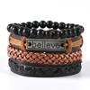 Pulseira de couro trançado Europeia e Americana couro de vaca simples Coringa Pulseira DIY conjunto multicamadas pulseira masculina atacado de fábrica