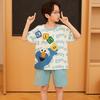 Pijamas de verano para niños, con dibujos animados, cuello redondo, manga corta, pantalones cortos, ropa de verano con aire acondicionado, ropa de hogar para niños pequeños y medianos.