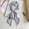 Lenço de Seda Pequeno Geométrico Decorativo Primavera e Outono Versátil Coreano Fino Lenço de Fita Estreita Chanfrado Lenço Fino Moda Lenço Turbante Feminino