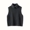 Suéter de cachemira para mujer, de cuello alto, tejido trenzado, nuevo estilo otoño/invierno, chaleco sin mangas, perfecto para usar en capas, color liso