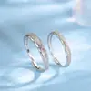 Anillos de Pareja Cielo Estrellado de Plata S925, Anillos Sencillos, Anillos Lisos de Nicho, Anillos Abiertos, Regalos para el Día de San Valentín Chino, Diamantes