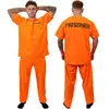 Disfraz Naranja de Prisionero para Adulto de Halloween Disfraz de Preso Disfraz de Prisionero Rayado Blanco y Negro Disfraz de Preso Juego de Rol Niño Prisionero