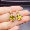 Venta al por mayor de fábrica Populares Pendientes de Peridoto Natural Plata S925 Incrustados Piedra Principal 7*9 Joyería de Lujo Venta Directa de Fábrica
