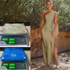 Amazon Transfronterizo Primavera/Verano 2026 Estilo Europeo y Americano Ajustado de un Hombro Elegante con Abertura Sexy Vestido de Satín para Mujer