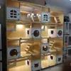 Gabinete Jaula para Gatos Gabinete de Cría de Gatos Habitación de Alojamiento para Gatos Villa para Gatos Madera Maciza Tienda de Mascotas Gabinete de Exhibición para Jaulas de Gatos Casa para Gatos de Tres Niveles