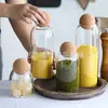 Tarro hermético de té de borosilicato estilo japonés con tapón de corcho, tarro de almacenamiento estilo nórdico, suministros de cocina, empaque para fideos de snacks