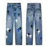 Nueva Tendencia Crocia Cross Etiqueta de Cuero Jeans de Mezclilla Lavada Pareja Calle Sueltos Primavera y Otoño Pierna Recta Pantalones Largos Mujer