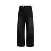 Calça Jeans Rumei Casual Desconstruída Lavada Estilo Retrô Americano para Homens, Calça Larga Reta Solta para Primavera e Outono