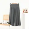 Calça Modal Plus Size Nova de Verão Solta de Perna Larga Casual Versátil Estilo Coreano Cintura Alta Slim Cropped