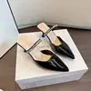 Nuevas Mules de Verano 2026 Estilo Hada Nude Charol Puntiagudas para Mujer, Sandalias Francesas de Tacón Grueso para Uso al Aire Libre