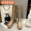 Botas largas de mujer otoño e invierno nuevas con forro polar, parte inferior gruesa, boca en V, circunferencia de tubo grande ensanchada, botas altas de caballero gordas