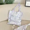 64255 Tono Morado Claro Gradiente Bolsa de Lona Mochila Bolsa Gran Capacidad Estudiante Viaje Estilo Perezoso Bolso de Hombro