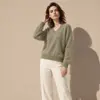 Suéter de cachemira con forro polar para otoño e invierno, jersey de punto con cuello en V, prenda interior rejuvenecedora para mujer, 100% cachemira, suéter de corte relajado para mujer