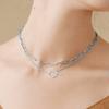 Joyería Transfronteriza Europea y Americana Moda Personalizada Cadena Clavicular de Clip para Papel para Mujer Cadena Metálica Simple Collar de Hebilla OT de Doble Capa