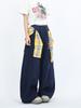 Falda a cuadros retro americana dobladillo casual pantalones deportivos mujer suelto estilo perezoso deportes danza cimitarra pantalones de pierna ancha a la moda