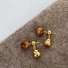 Pendientes Retro de Ojo de Tigre con Forma de Calabaza para Otoño e Invierno para Mujer, Únicos y Exquisitos, Pendientes de Moda y Tendencia
