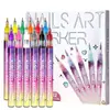 Canetas de Arte para Unhas DIY de 12 Cores Transfronteiriças, Canetas de Unha Multicor, Canetas de Grafite, Conjunto de Canetas Aquarela de Secagem Rápida, Canetas Marcadoras