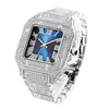 Reloj Missfox Popular Europeo y Americano Escala Romana Moda de Gama Alta Hip-Hop Diamante Totalmente Diamantado Cuadrado Reloj para Hombre