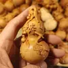 Ciprés Fortuna y Longevidad Calabaza, Adorno Portátil Tallado en Madera Maciza, Boj Nuevo Estilo Chino Artesanía Portátil