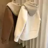 Abrigo de Lana de Moda Nuevo para Mujer Tallas Grandes, Talla Grande, Sudadera con Capucha de Punto Simple de Gama Alta, Top Falso de Dos Piezas