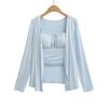 7635-25 Nuevo Estilo de Verano para Muñeca Americana Estilo Dulce Elegante y Suave Cárdigan de Manga Larga Traje de Dos Piezas con Tirantes Pequeños