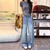 Jeans Scythe para Mujer 2026 Nuevo Diseño de Tendencia de Moda Corte Relajado Lavados Bordes Crudos Pantalones de Pierna Ancha Scythe