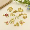 12 Mancuernas de Fortuna Doradas Lisas, Candado de Longevidad, Sonajero de Salud Colgante para Collar Pulsera Accesorios de Joyería DIY