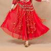Roupas de Apresentação de Dança Indiana Estilo Étnico Dança Xinjiang Dança do Ventre Saia de Balanço Grande Bolinhas Coloridas Saia de 14 Peças Borda Dourada Saia de Bolinhas Coloridas