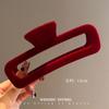 Novo Grampo de Garra Vermelho Aveludado para Outono e Inverno Estilo Festivo de Ano Novo Superfície de Veludo Grampo Tubarão Grampo para Coque na Parte de Trás da Cabeça Feminino