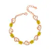 Yihua Celebridade da Internet Transmissão ao Vivo Bracelete de Cristal com Diamante Colorido Barroco Coração Bracelete de Coração com Zircônia Diamante Assimétrico Estéreo