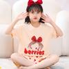 Traje de verano para niños, de algodón fino, de manga corta, para bebés, niñas, tallas medianas y grandes, con estampado de dibujos animados, ropa de aire acondicionado para el hogar