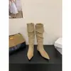 Botas de Mujer Estilo Retro Coreano Puntiagudas Hasta la Rodilla Fruncidas 2026 Otoño/Invierno Nueva Llegada Gamuza Elegantes Botas Altas por Encima de la Rodilla