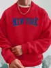 Sudadera de Bolsillo Estampada Empire State New York para Hombre Sudadera Deportiva Urbana Cuello Redondo Top Casual Ropa Básica