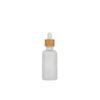 Botella de vidrio engrosado con gotero circular de bambú esmerilado de 5 a 100 ml para aceites esenciales, esencias líquidas, cosméticos, subembotellada.