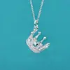 Collar de Cadena Corona de Alta Gama Plata de Ley 925 Chapado en Oro de 18K Colgante Hueco Cadena para Clavícula Exquisito Lujo Ligero