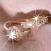 Anillo de Compromiso de Moda Popular Flor Rosa Dorada Caliente Transfronterizo Nuevo Deseo Anillo Caliente Europa y América R5871