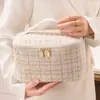 Bolsa de Maquiagem Pequena Estilo Coreano Fragrância Suave, Bolsa de Armazenamento Portátil de Grande Capacidade, Necessaire Portátil, Bolsa Multifuncional para Armazenamento de Cosméticos