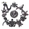 Pedra Biliar Preta Pingente Assimétrico Multiestilo Acessórios para Joias DIY Colar Pulseira Semi-Acabados Estilo Rocha Estiloso
