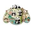Imanes de Metal Personalizados para Refrigerador Linda Orquídea Panda Rojo Artesanía de Esmalte Tridimensional Imanes Magnéticos de Metal Creativos Personalizados