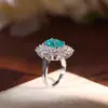Yuntong Joias Atacado Moda Retrô Europeia e Americana Anel de Diamante com Gema Colorida Paraíba Cultivada em Formato de Ovo para Meninas