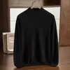 Nuevo suéter de cachemira para hombre de otoño e invierno, cuello semi-alto, color liso, suéter de punto base de lana casual de negocios