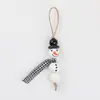 Colgante Decoración Hogar DIY Cuentas de Madera a Cuadros Muñeco de Nieve Cuerda de Cuentas de Madera Cordón Adornos Colgantes Creativos para Árbol de Navidad