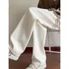 Pantalones de pana color hueso para hombre, estilo primavera y otoño, pantalones deportivos holgados, pantalones de chenilla rectos de pierna ancha
