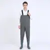 Macacão impermeável, conjunto de chuva de meio corpo, calça de chuva com botas de chuva, calça de pesca de couro, conjunto de pesca masculino de corpo inteiro, design espessado para pesca em reservatório