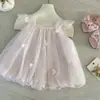 Vestido lindo de estilo coreano para niñas con lentejuelas de estrella, vestido de princesa de verano para bebé infante, sin mangas, vestido de cumpleaños para un año
