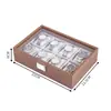 Caja de Almacenamiento para Relojes a Prueba de Polvo Color Nogal en Stock, Caja para Colección de Pulseras, Vitrina para Relojes