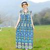 Vestido de Playa 2026 Nuevo Estilo Algodón Artificial Estampado Holgado Bata Vestido de Algodón Floral para Vacaciones para Mujer