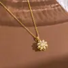 Collar Colgante de Margarita Giratoria Personalizado Transfronterizo Europeo y Americano de Aliexpress Joyería para Mujer Cadena de Clavícula de Diseño de Alta Gama Venta al por Mayor